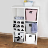 Ordnungsbox mit Beschriftungsclips - 30x30x15 cm - Ordnungskorb Ordnungssystem | Regalorganizer Wandregal Organizerbox Kunststoff Aufbewahrung  Schubladenorganizer